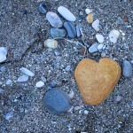 Heart shaped rock on beach