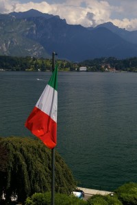 Italian flag at Lake Como