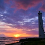Oahu sunset with lighthouse