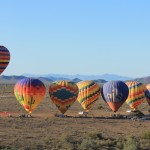 Hot air balloons taking off