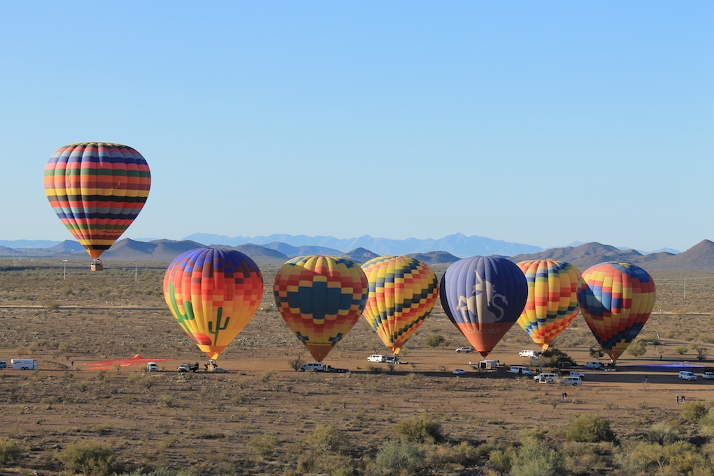 Hot air balloons taking off