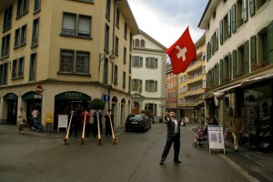 Vevey Swiss flag toss