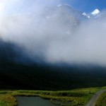 mountain and field