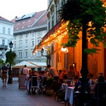 Budapest restaurant at night