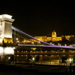 Chain Bridge Budapest at night on river